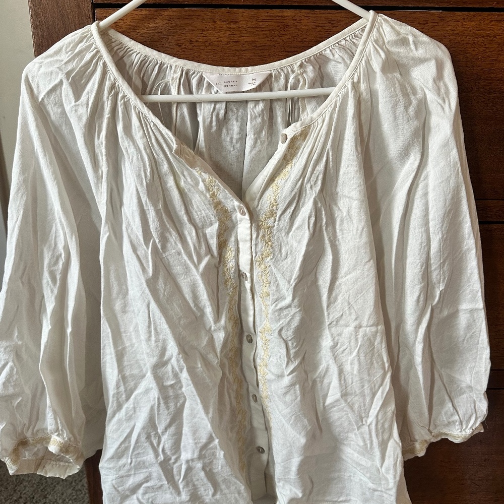 Ivory LC Embroidered Blouse- NWOT